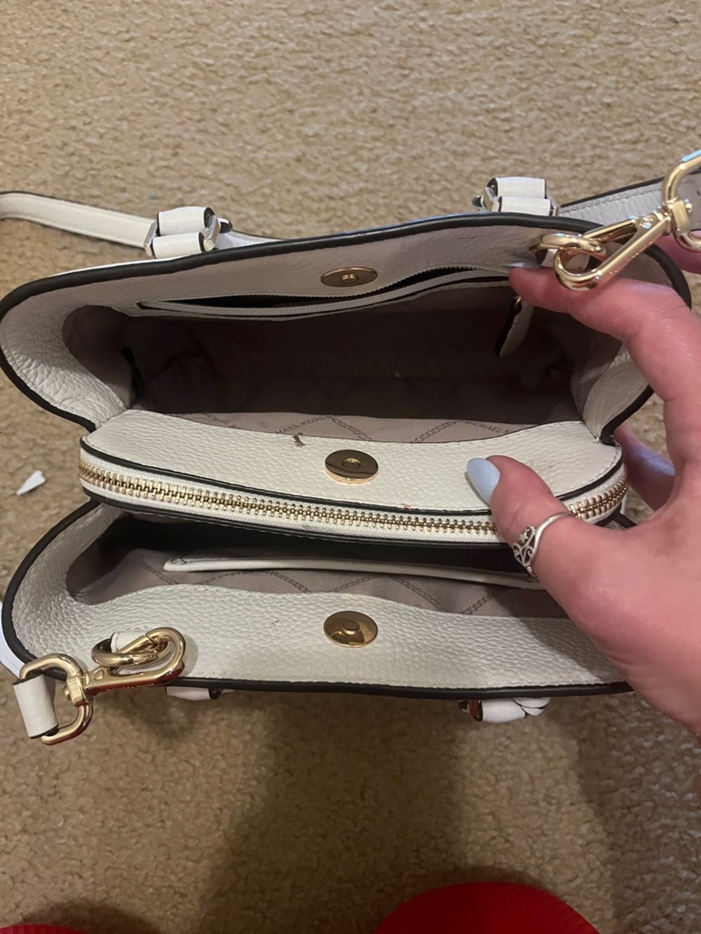 Michael Kors White Leather Mini Satchel with Gold Hardware - Picture 5 of 8